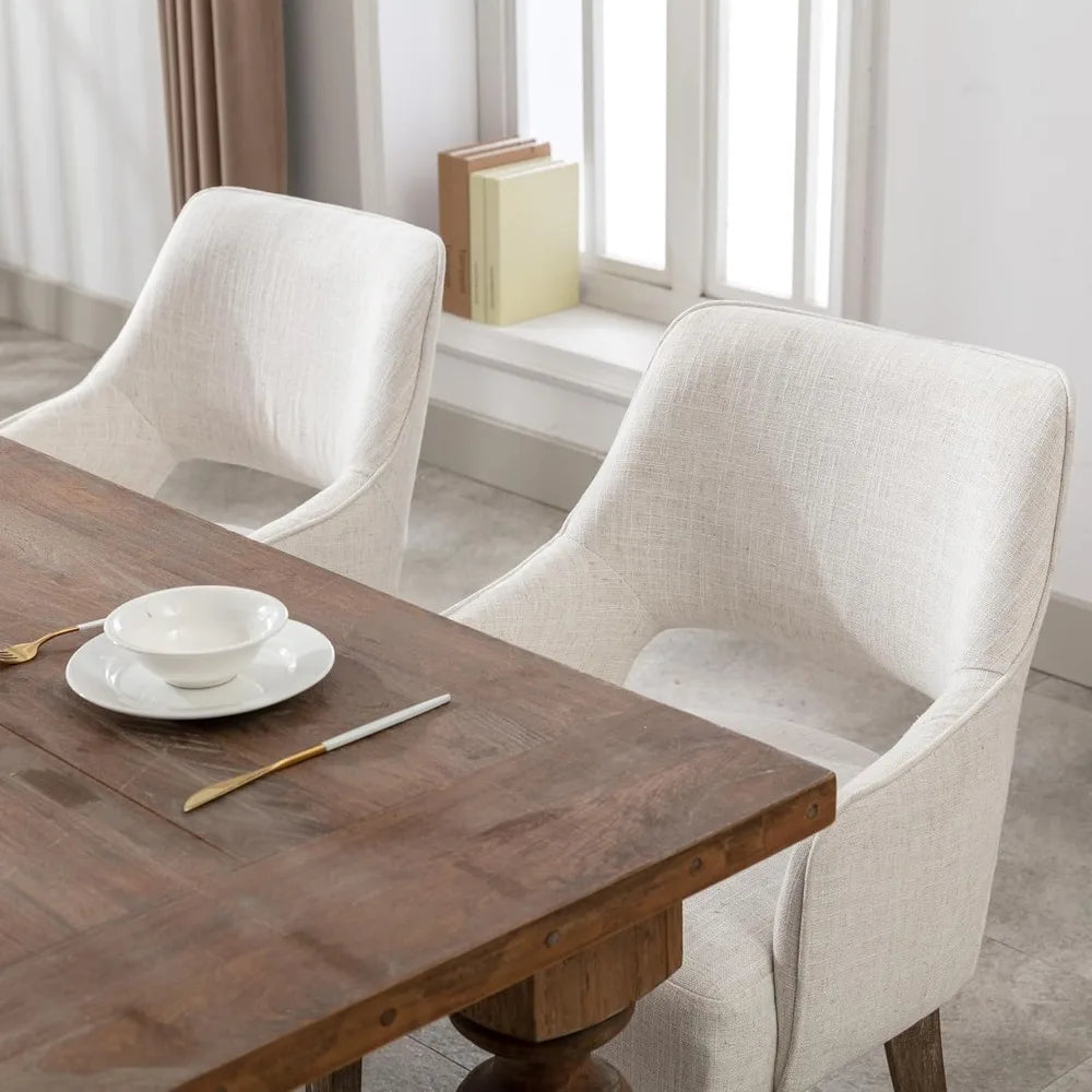 2 Linen Upholstered, Wood legs
