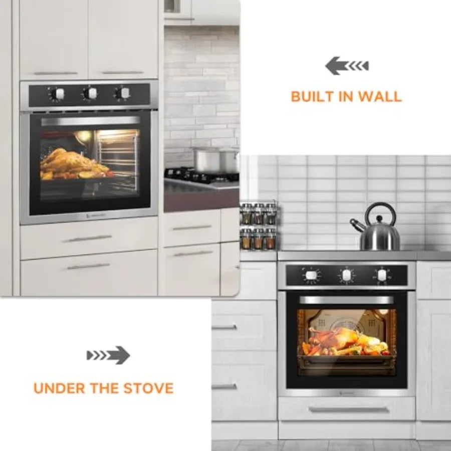 24" Electric Wall Oven 2200W 6 Cooking Modes Convection
