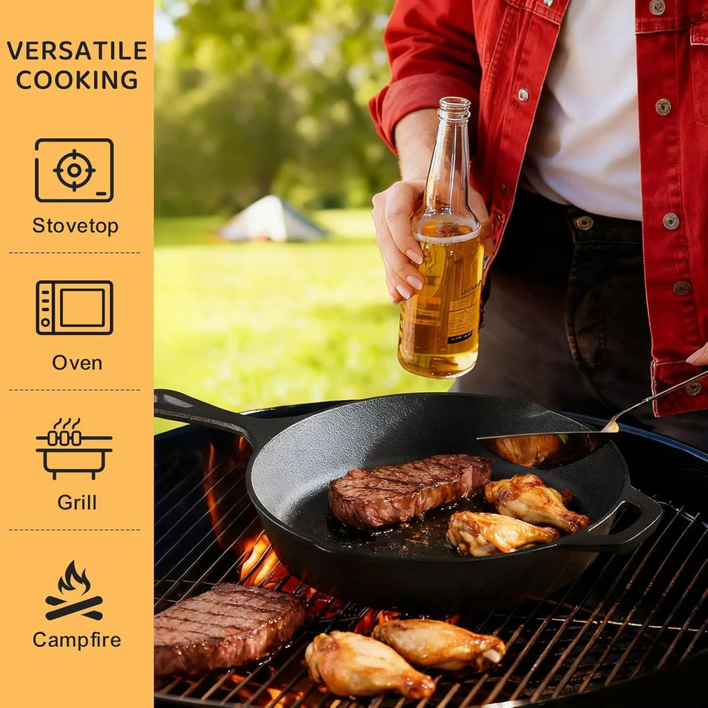 3-Piece Cast Iron Skillet Set, Pre-Seasoned Professional