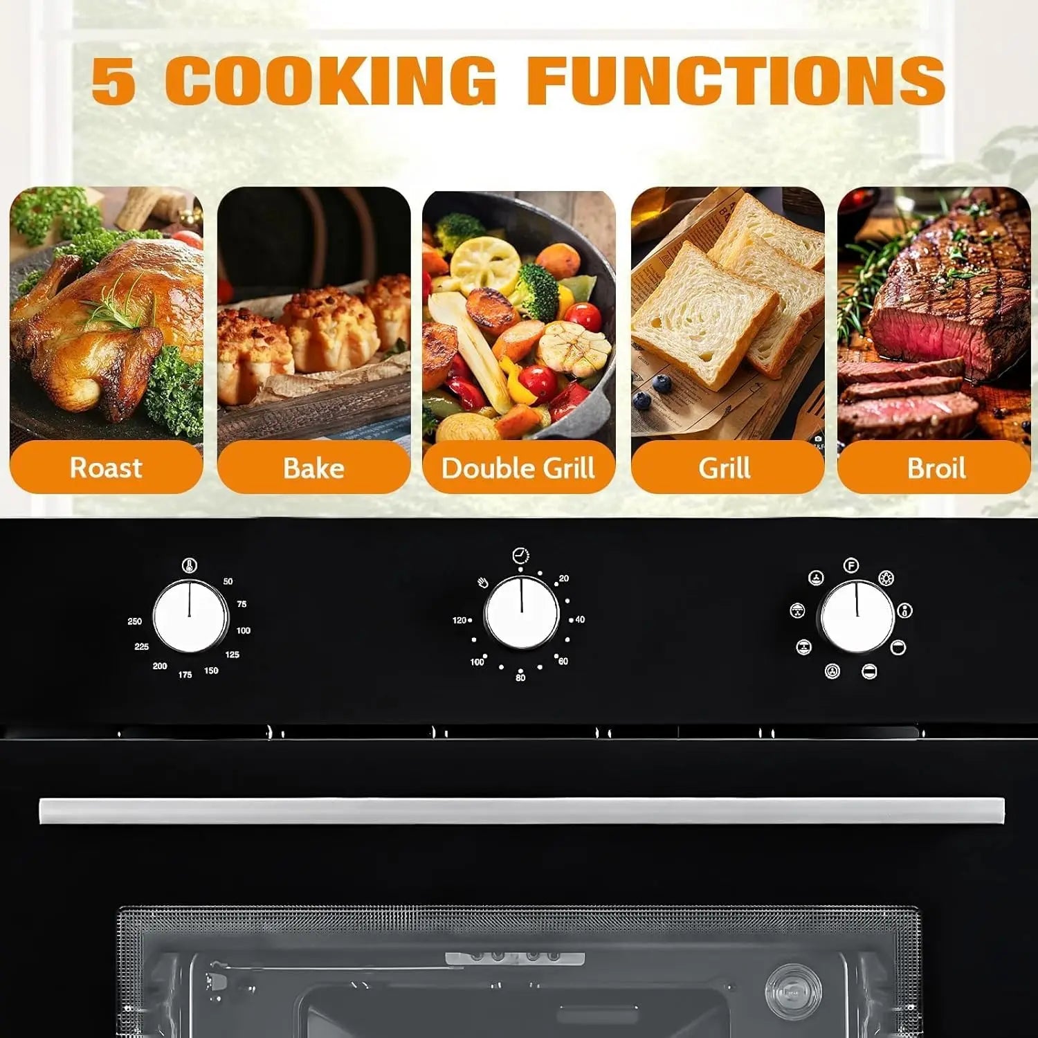 24' Electric Wall Oven, 8 Cooking Functions, Convection,
