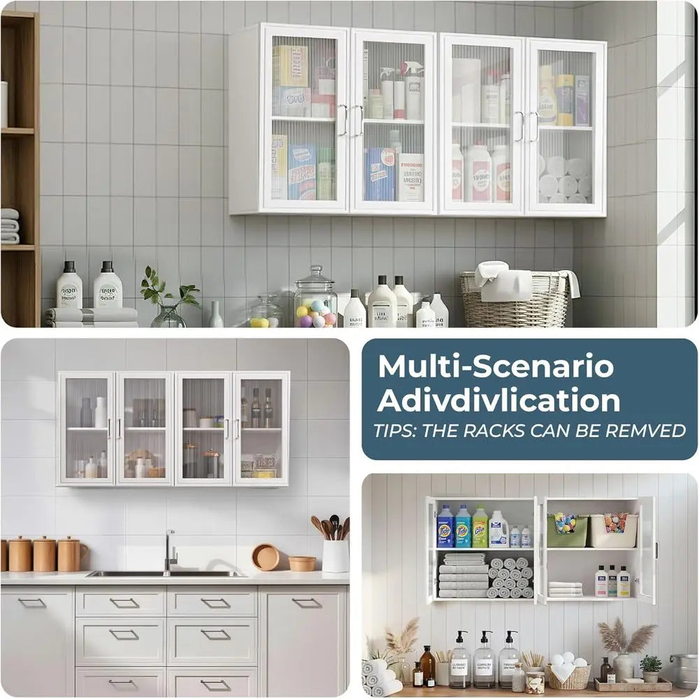 Acrylic Glass Wall Cabinet W/Adjustable Shelves
