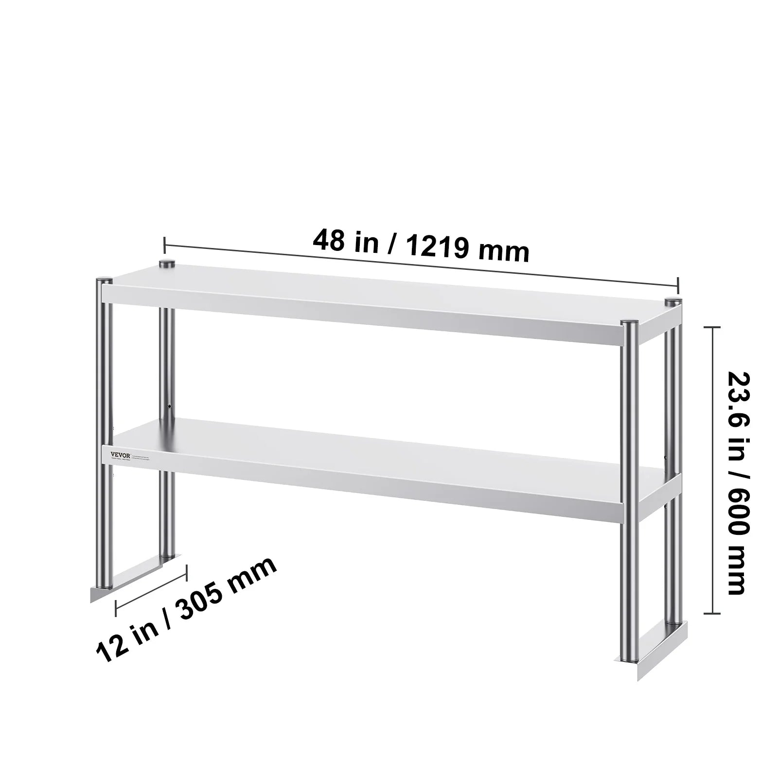 Stainless kitchen worktable Overshelf