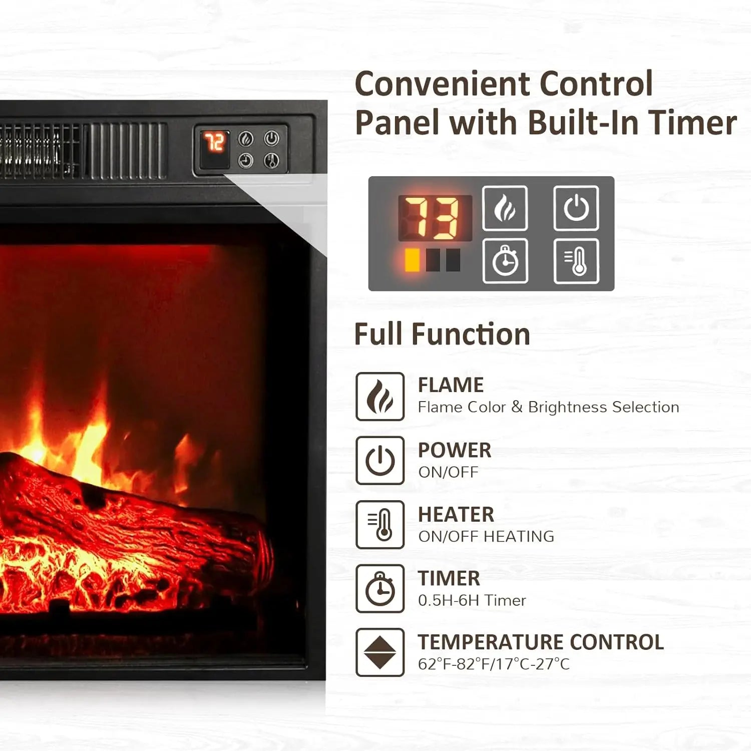 72" Electric Fireplace Mantel/Cabinet