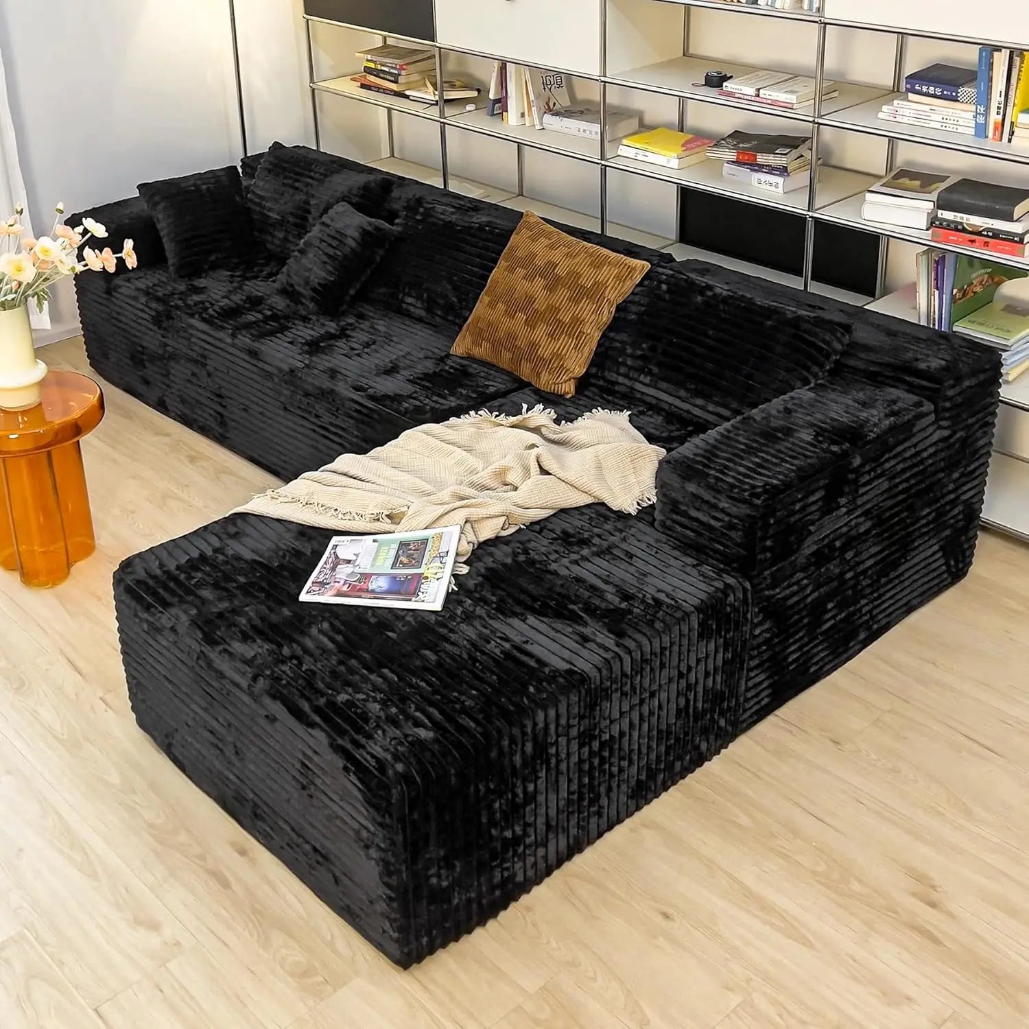 104" Black L-Shape Sectional