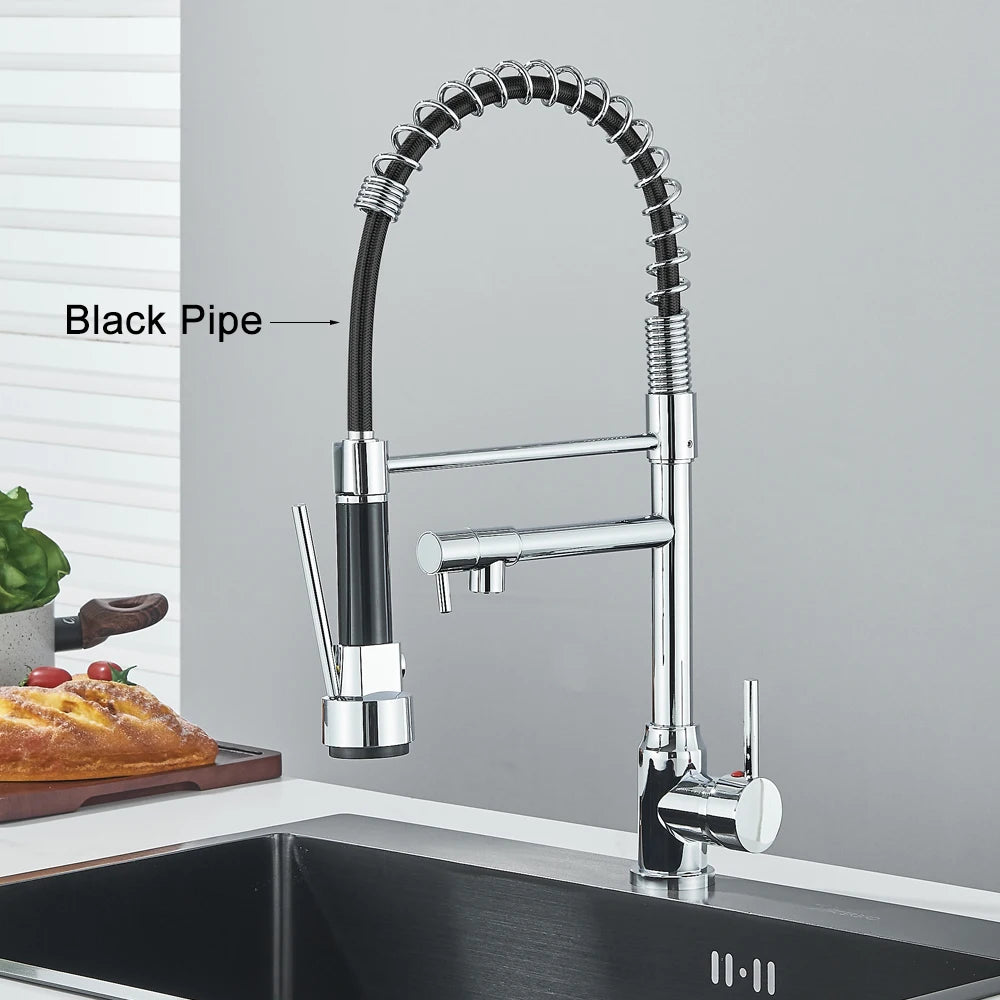 Chrome Brass Pull Down Hot and Cold Water