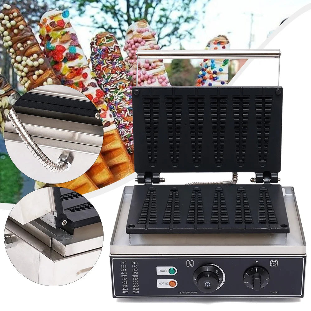 Electric Waffle Maker, 6 Slots Non-stick 110V
