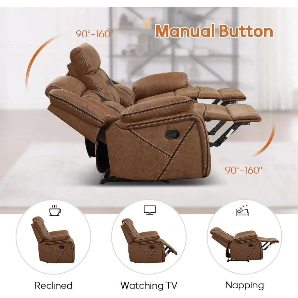 Faux Leather Manual Reclining Sofa