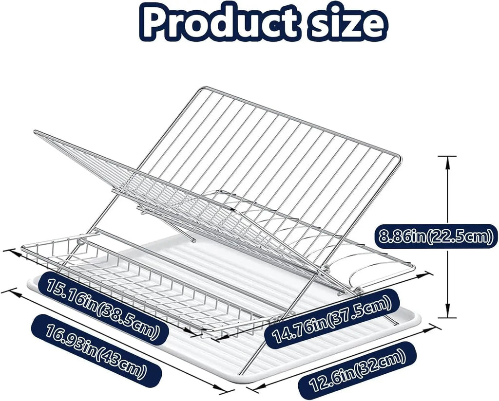 Stainless Steel Foldable Dish Rack, 2 Tier