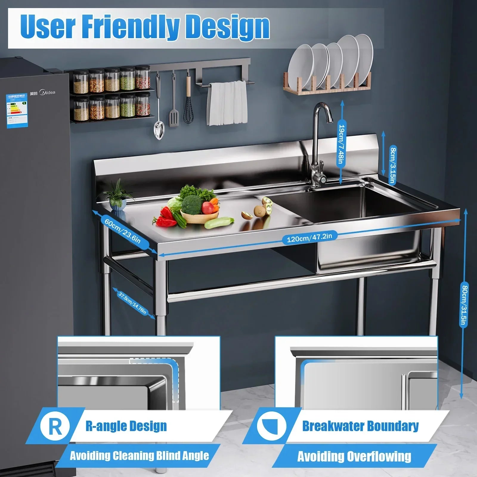 Left Platform Commercial Stainless w/Faucet