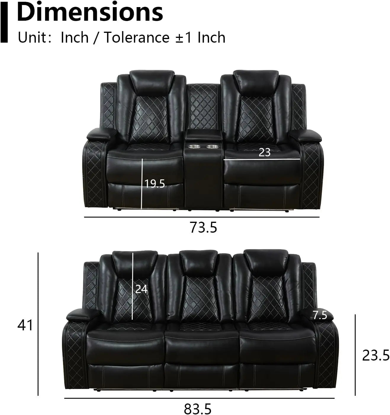 Leather Power Recliner Set W/LED