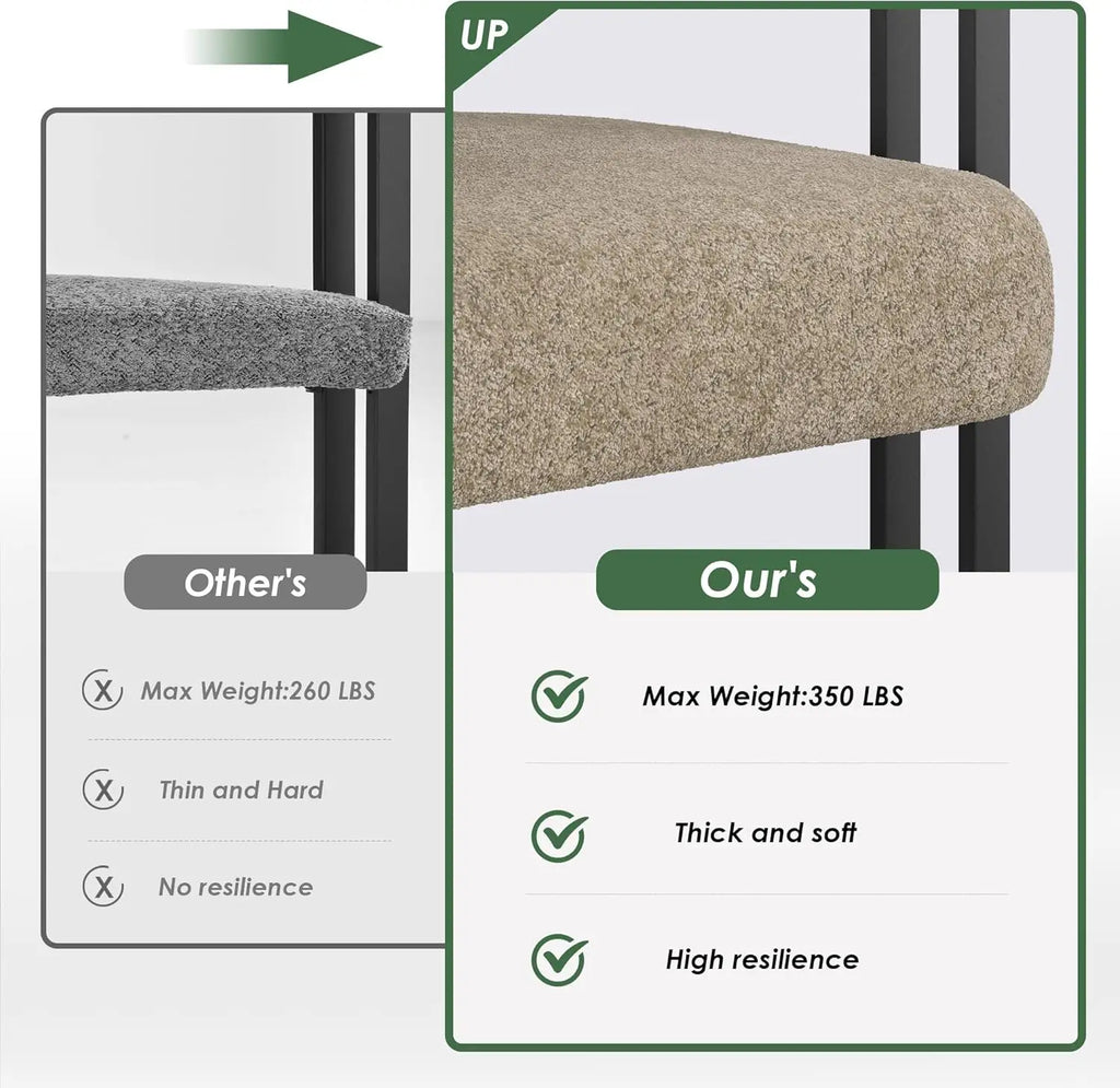 2 Bouclé Fabric Modern w/Cushioned Seat & Back