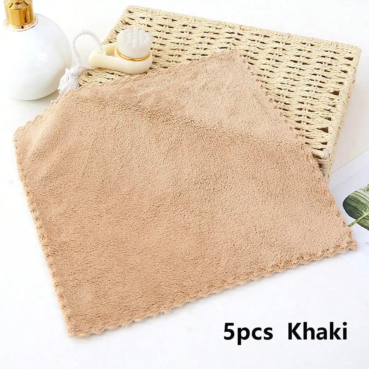 5pcs Fleece Washcloths Set, Soft & Absorbent
