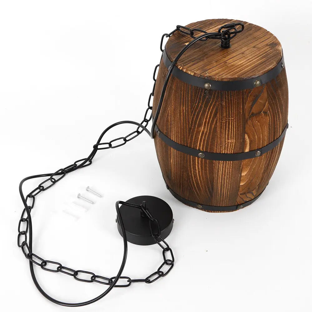Vintage Rustic Wine Barrel Light
