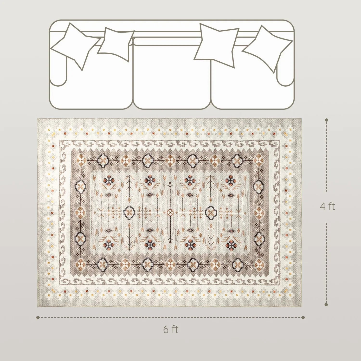 4x6 Washable Non-Slip