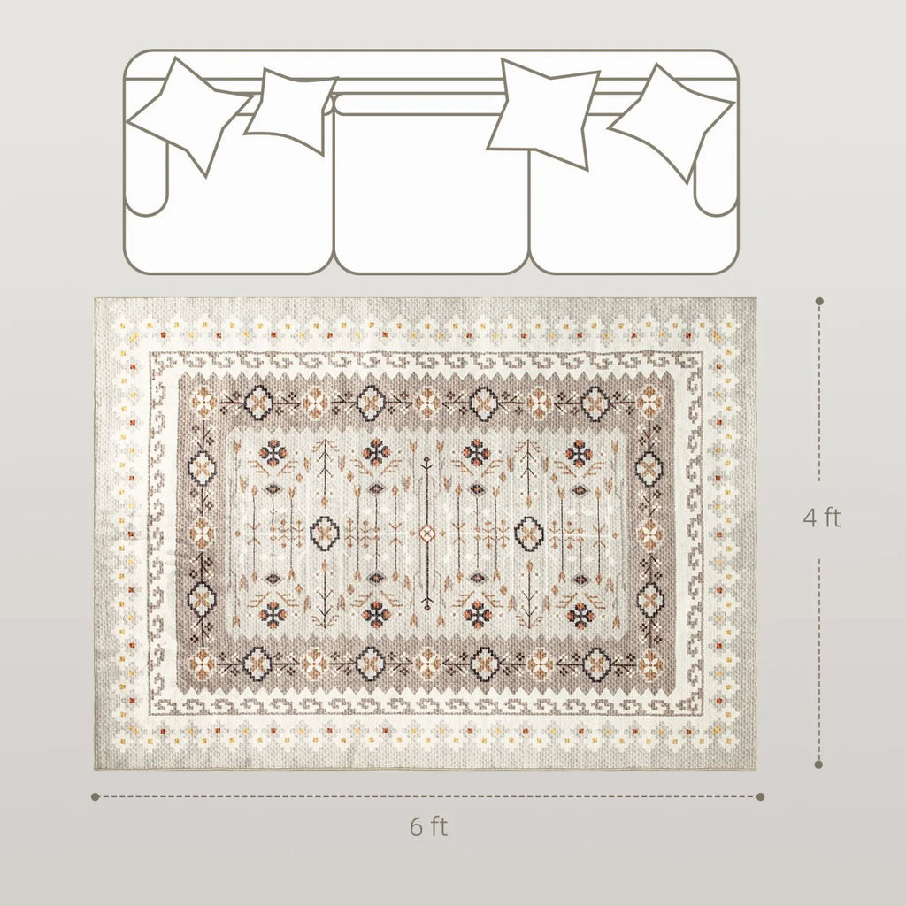 4x6  Washable Boho Flannel Brown