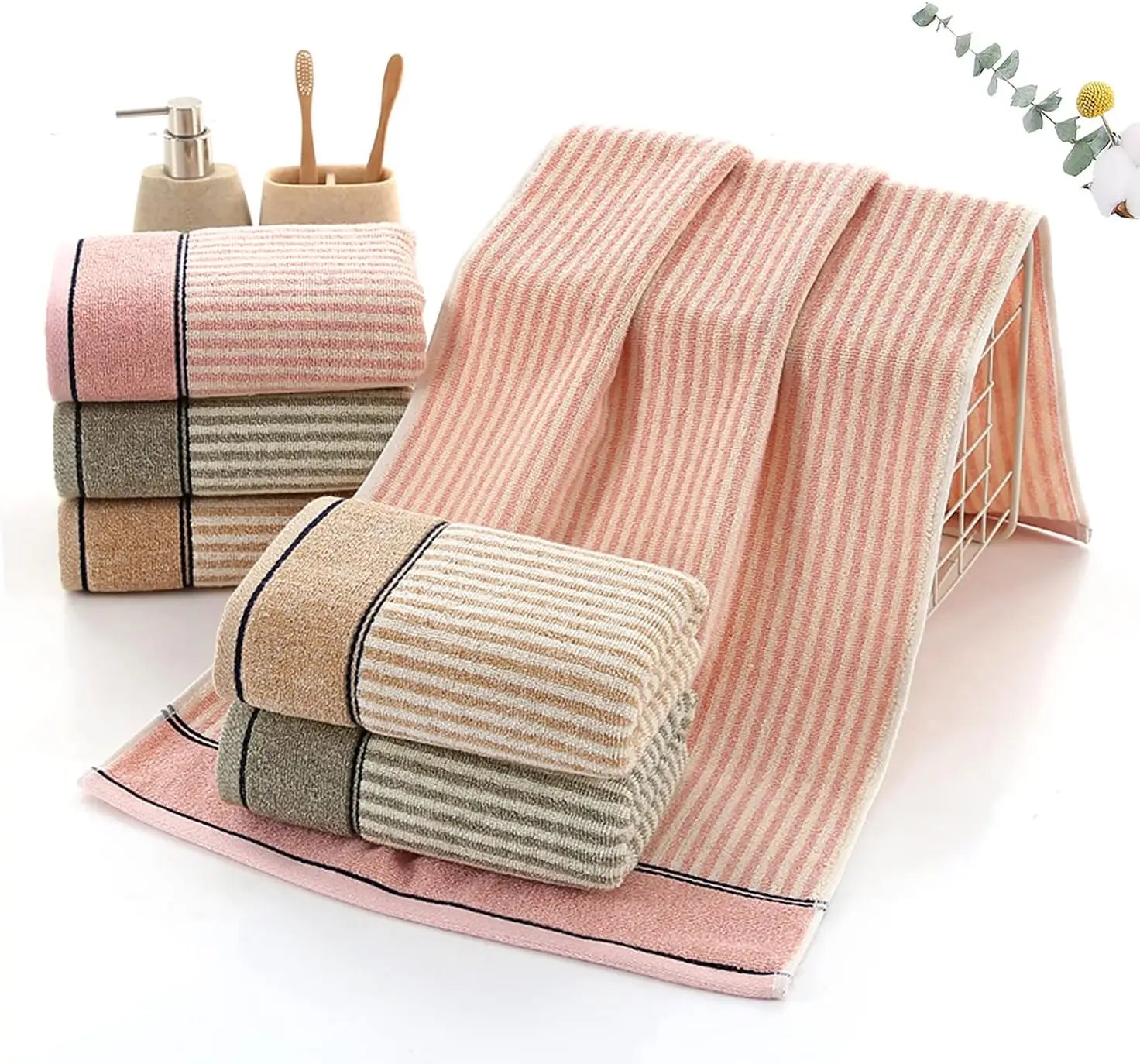 Striped Bath Towel Set/Hand Towels