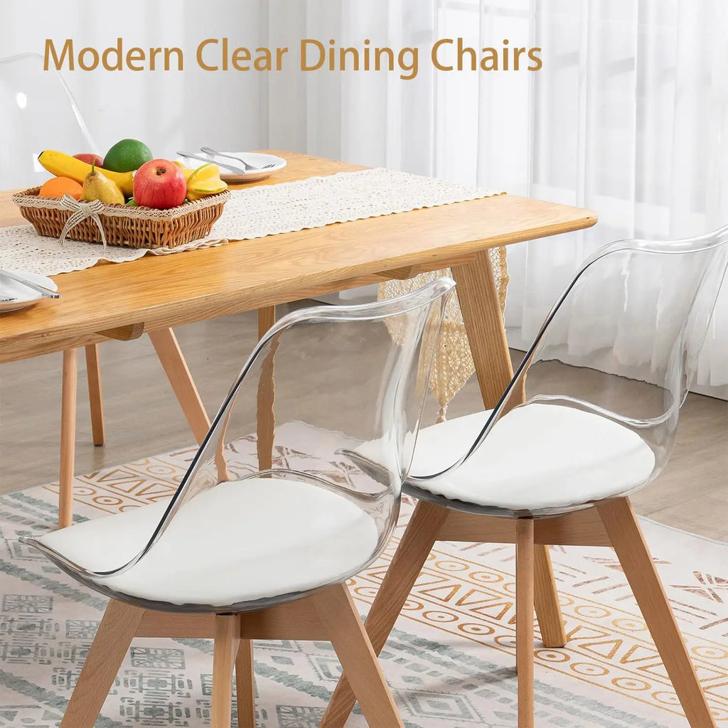 4 Clear Modern Acrylic w PU Leather