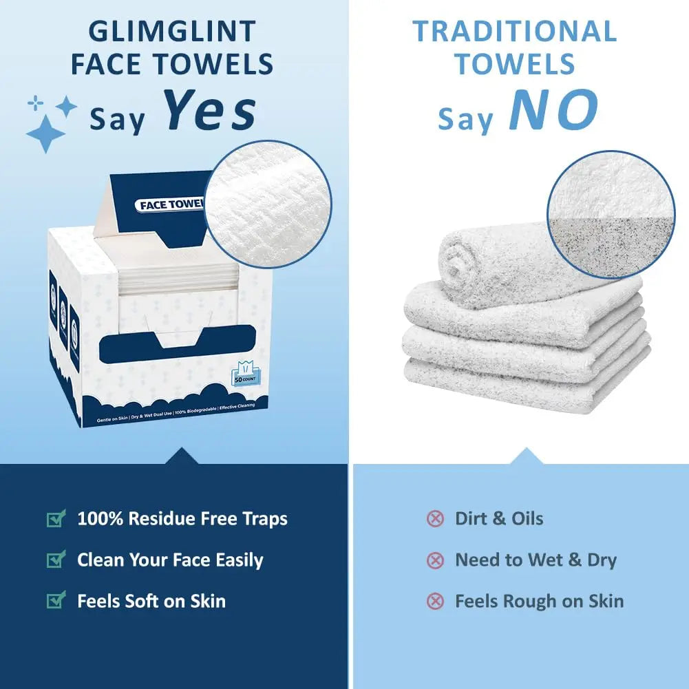 Disposable Face Towels, 100 Count (2 Box) Biodegradable