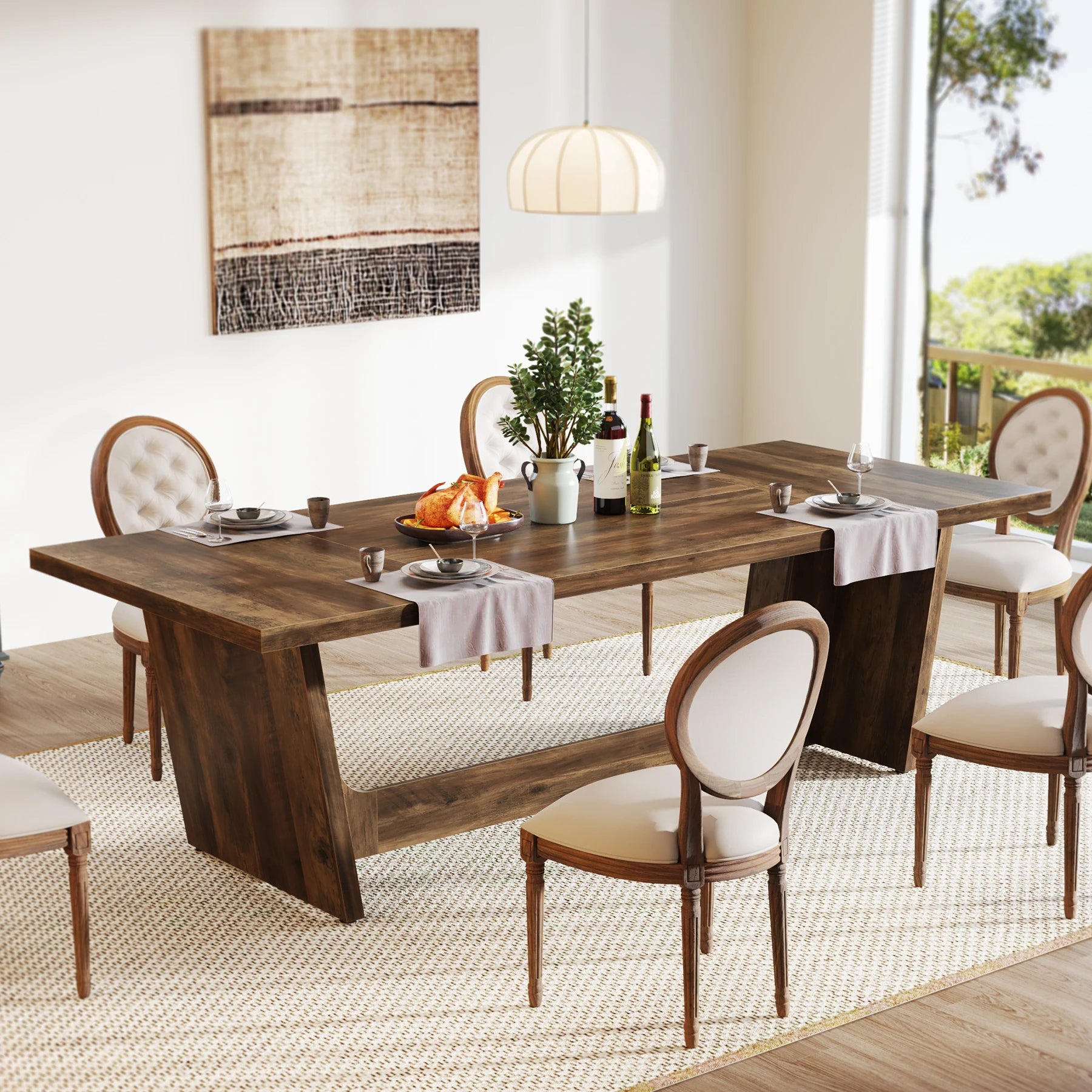 70.87" Large  Wood for 6-8, Rectangular Farmhouse