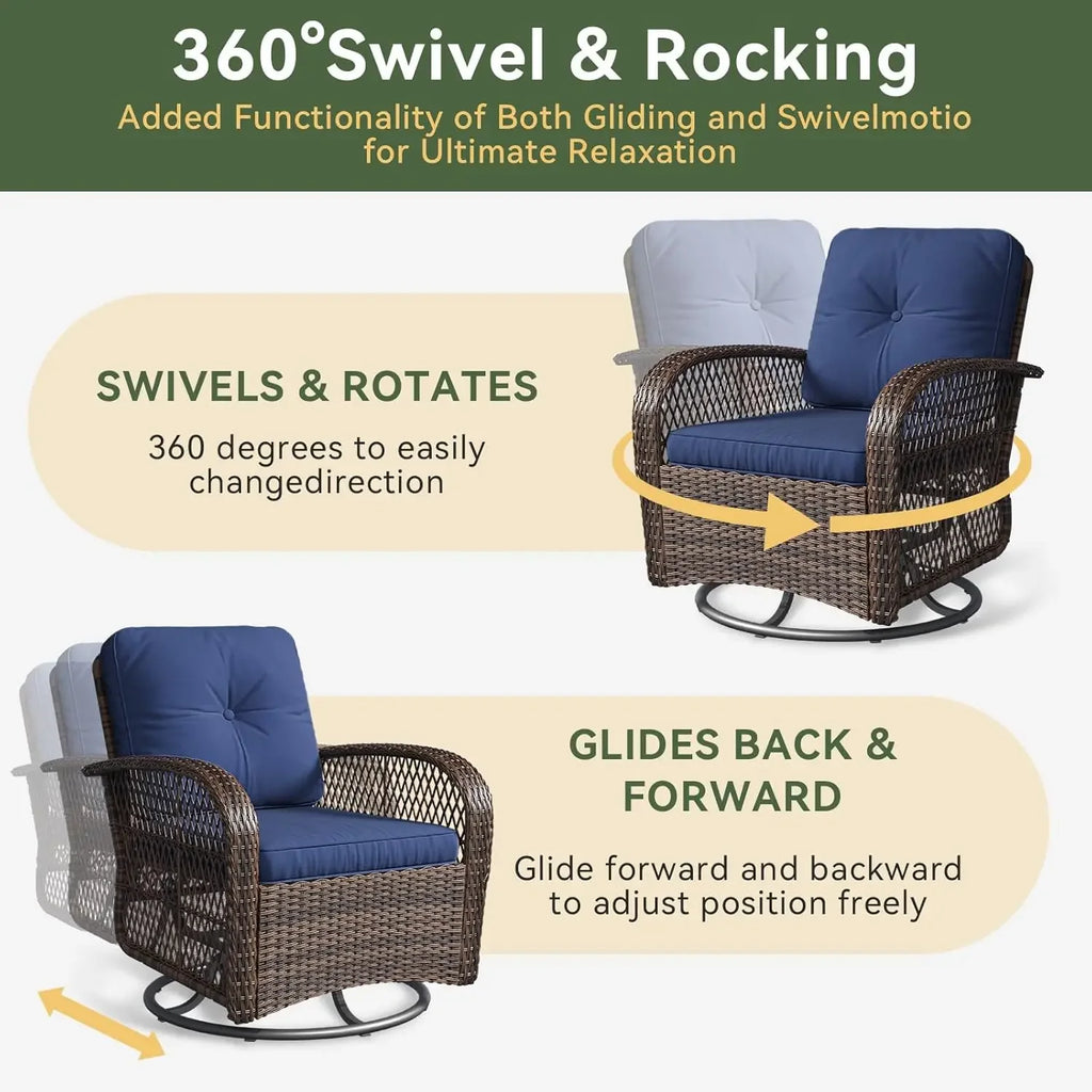 3 Piece Patio Set W/Swivel Rockers