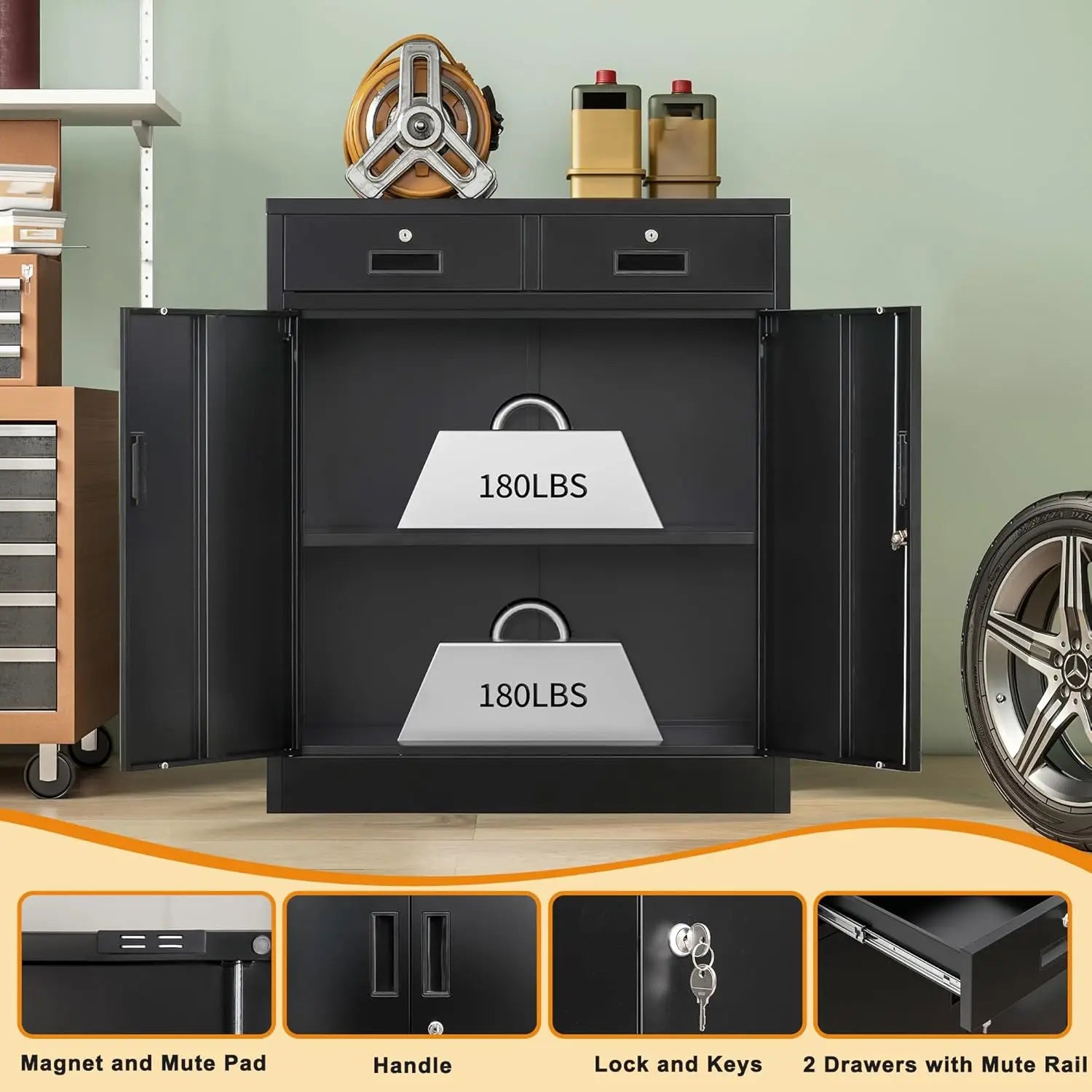 36" High Metal Storage Cabinet/drawers