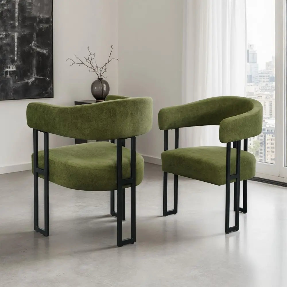 2, Modern Armrest Barrel Upholstered