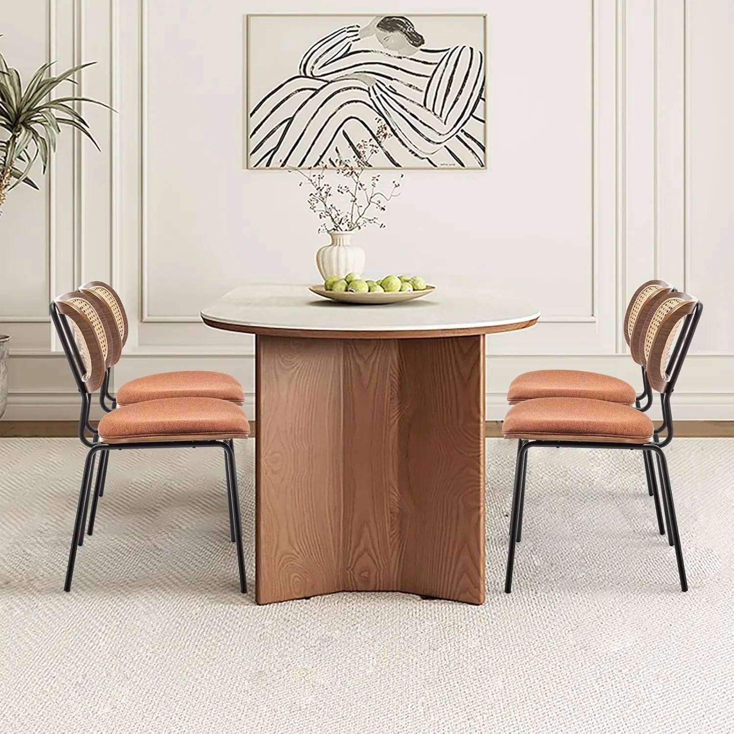 4 Rattan MCM w/Cane back