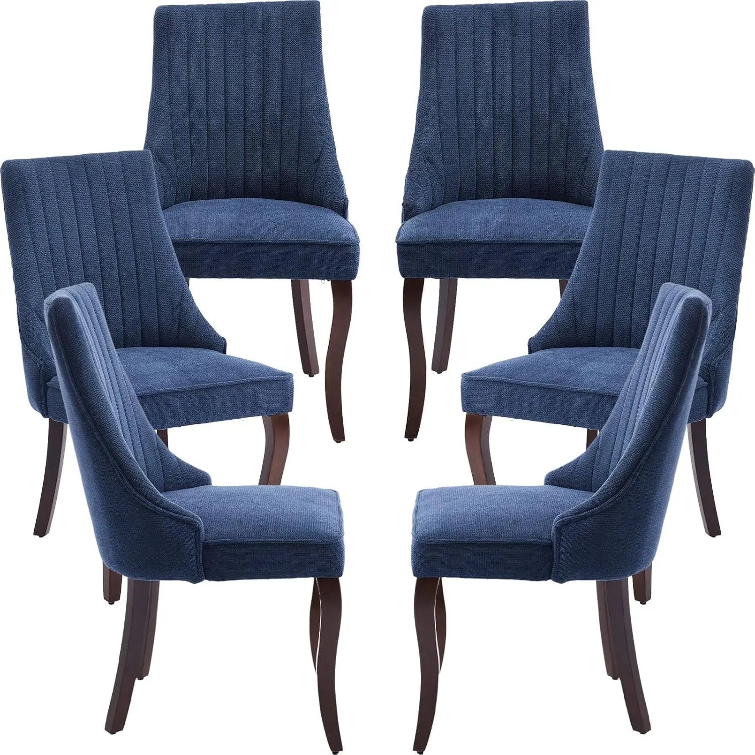 6 Velvet Upholstered Mid Century Wood Legs