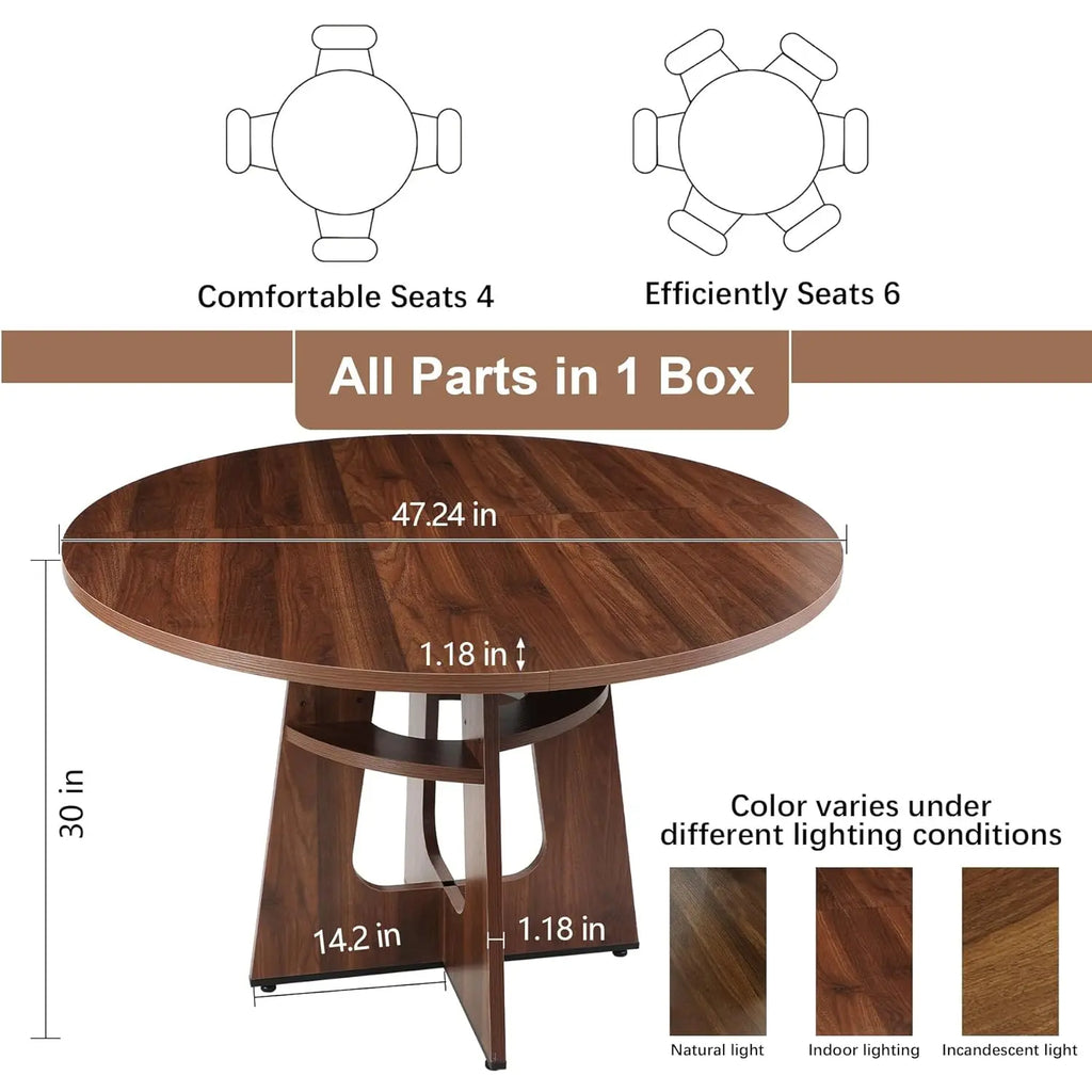 47" Round Walnut Wood