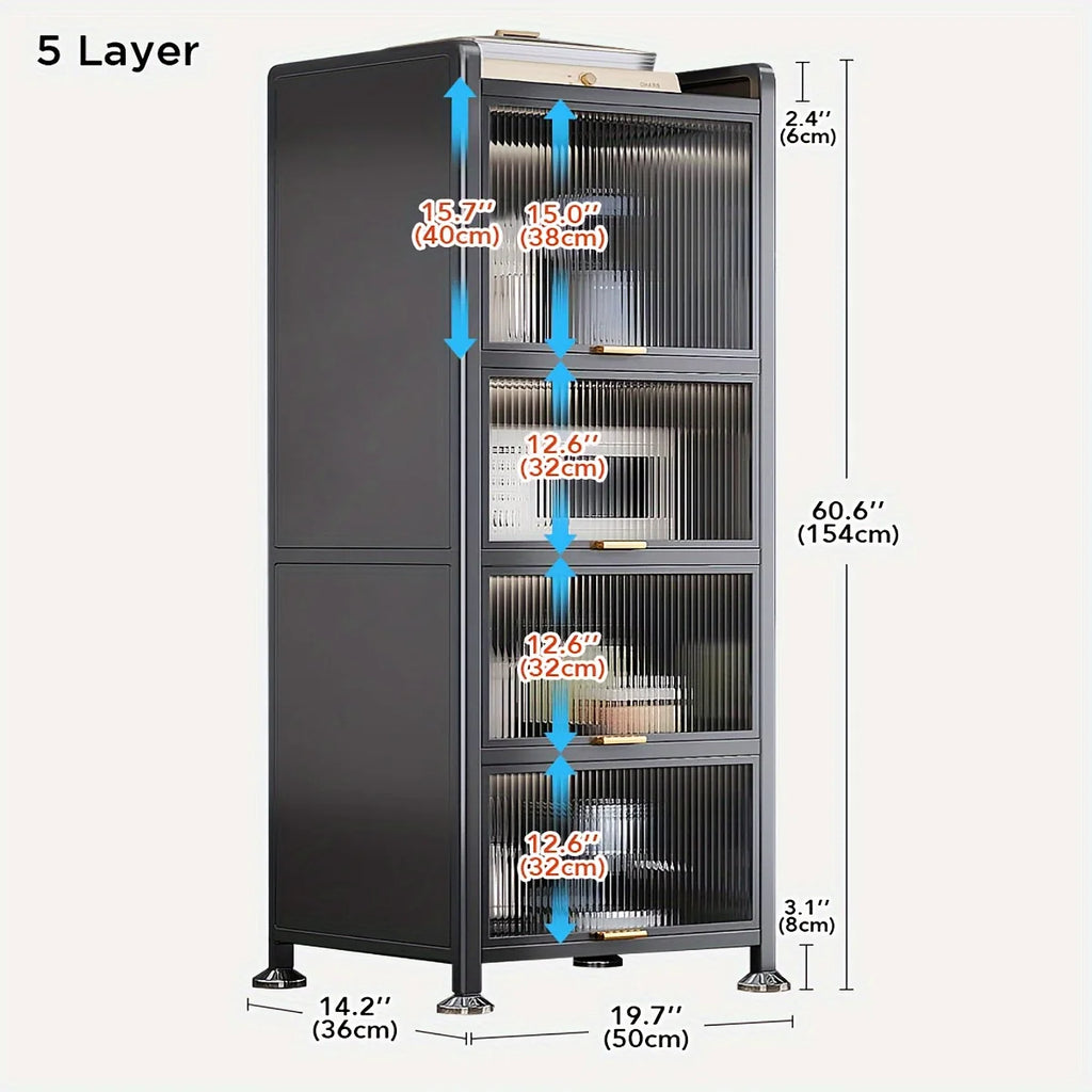 5-Tier Narrow Multifunctional Metal Storage Cabinet