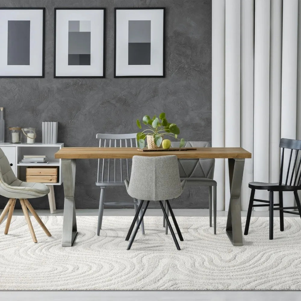 5x7 Cream Geometric Swirl