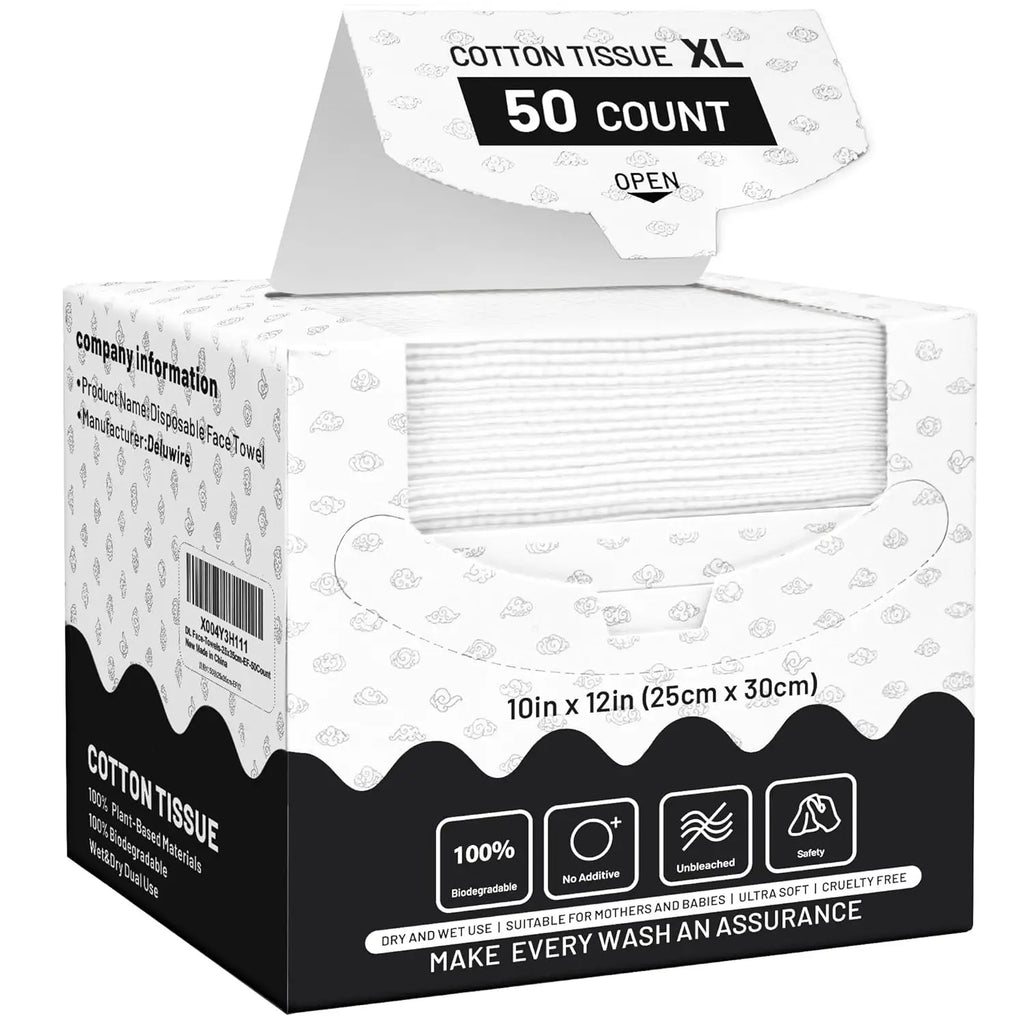 XL Disposable Face Towels 10x12in, 50ct