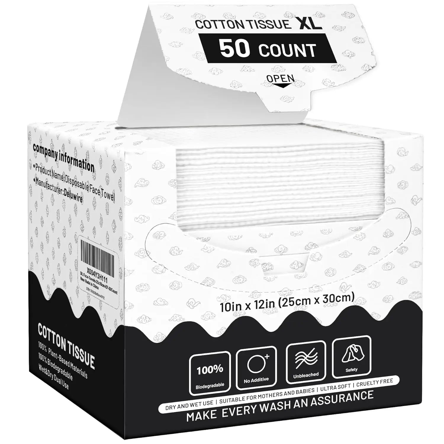 XL Disposable Face Towels 10x12in, 50ct