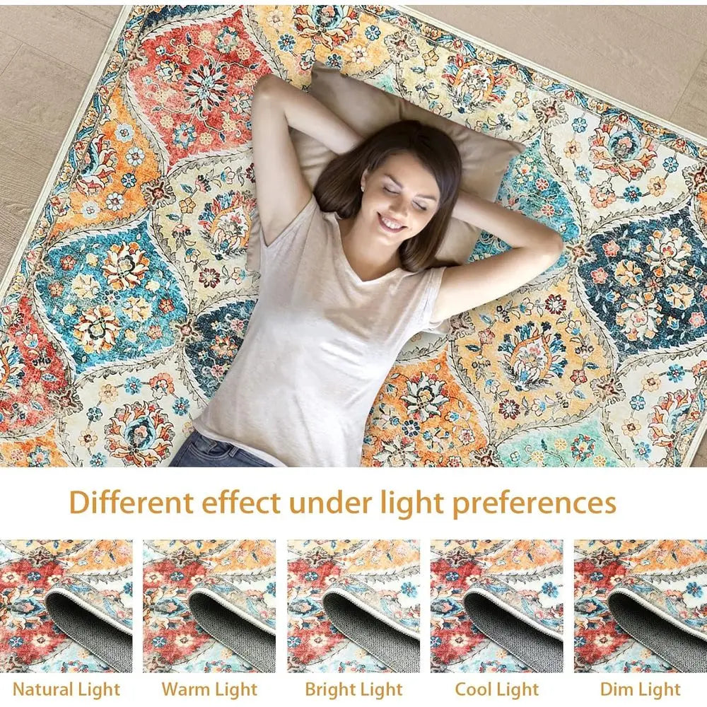 8x10 Vintage Moroccan Cream Washable