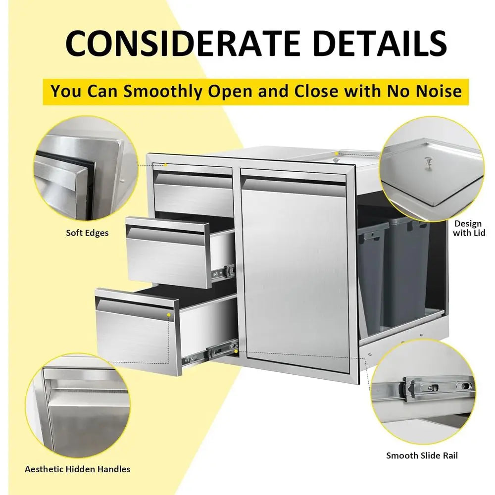 Indoor/Outdoor Cabinet Combo Trash Storage 28WX22HX19.5D"