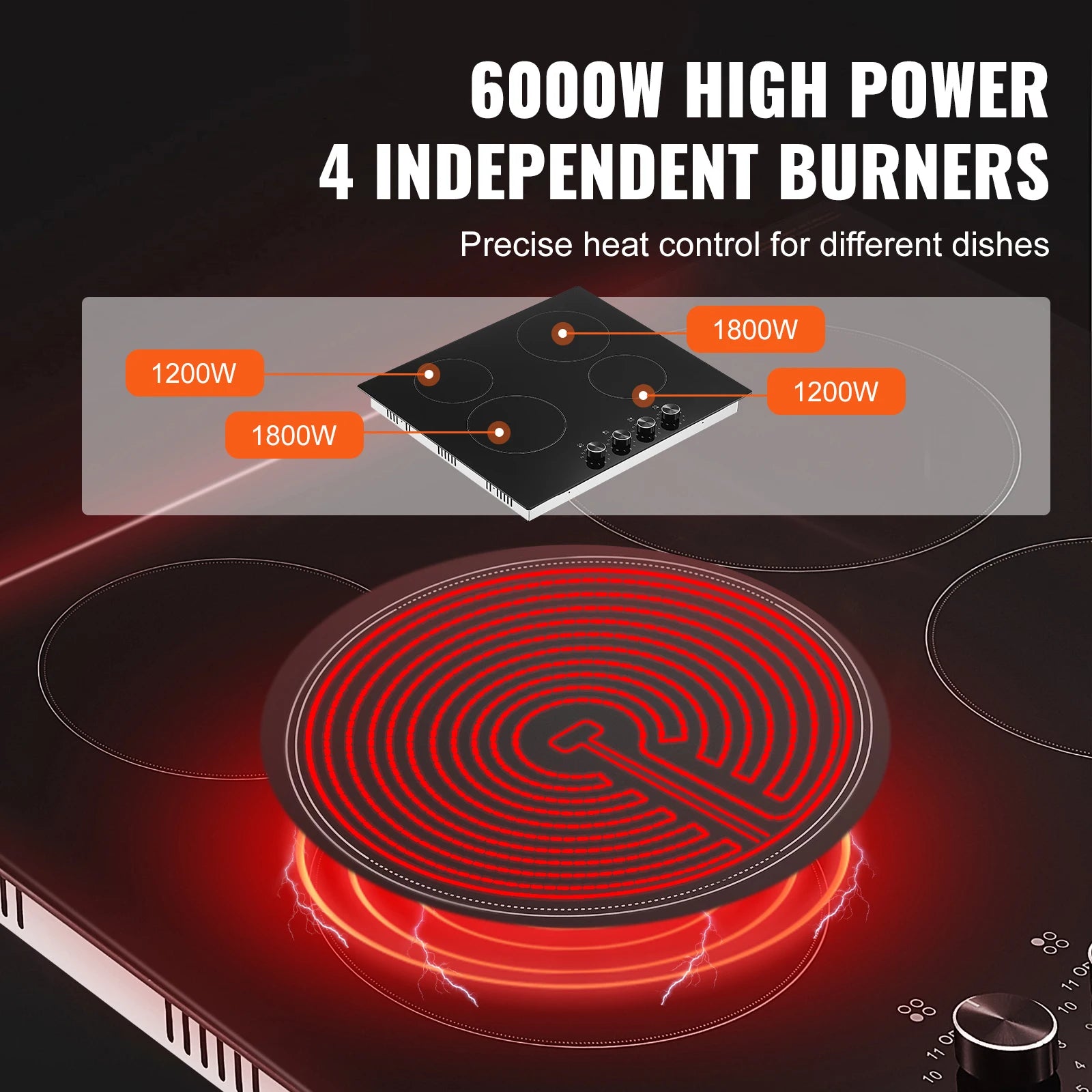 12 24 30" Electric Cooktop 2 or 4 Burners Built-in
