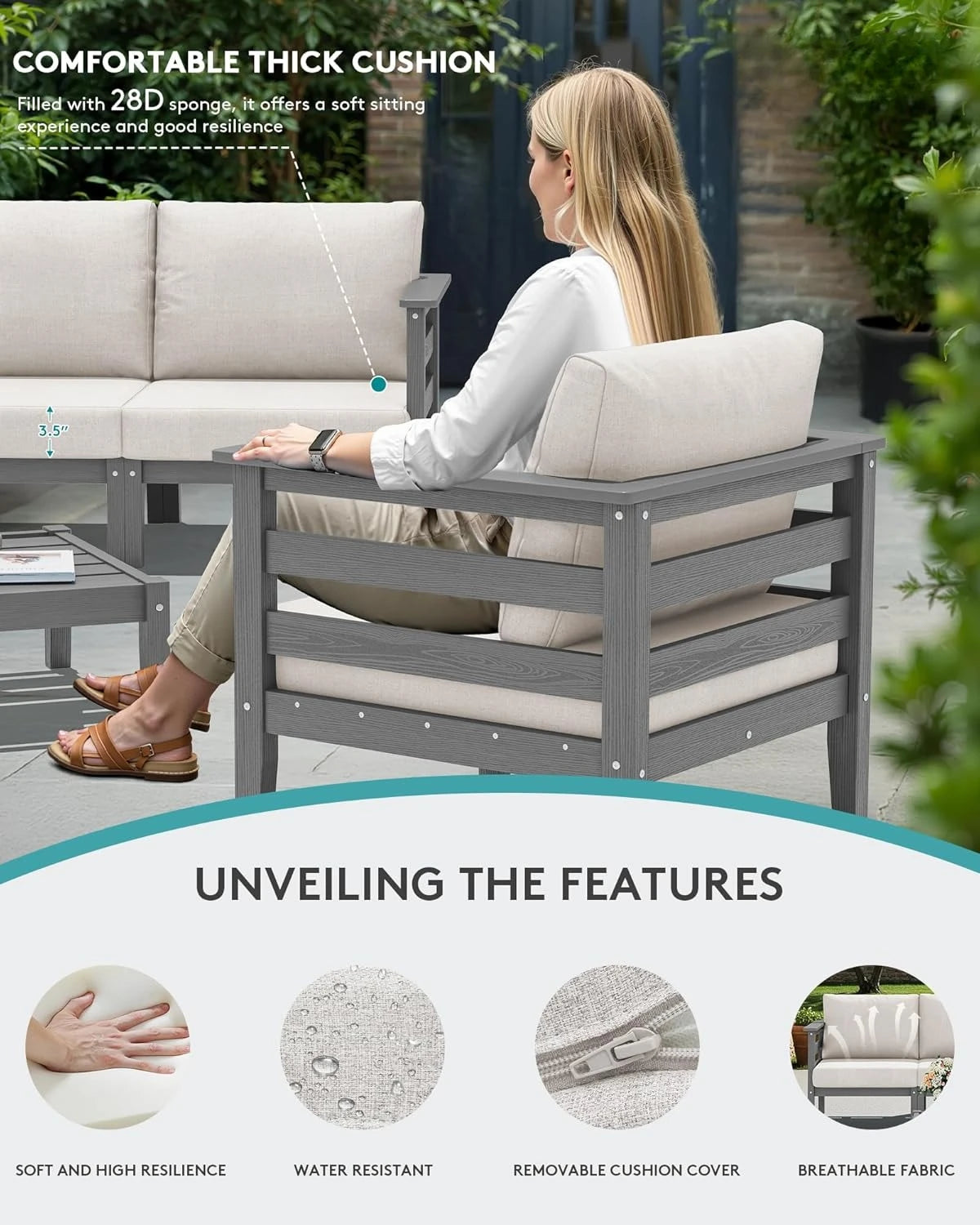 HDPE Patio Set, 6 Pieces