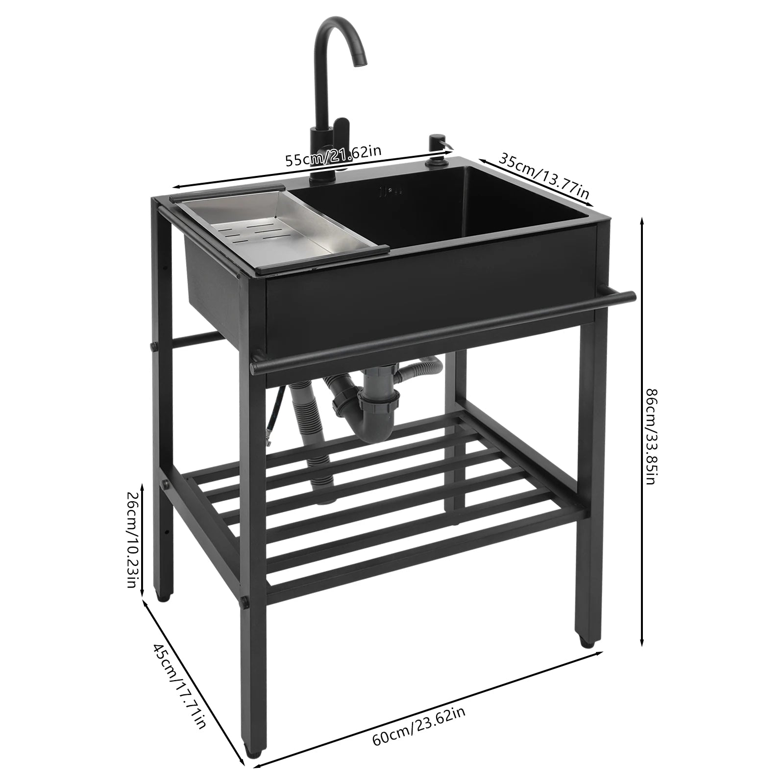 Modern Freestanding Rectangular Stainless Black