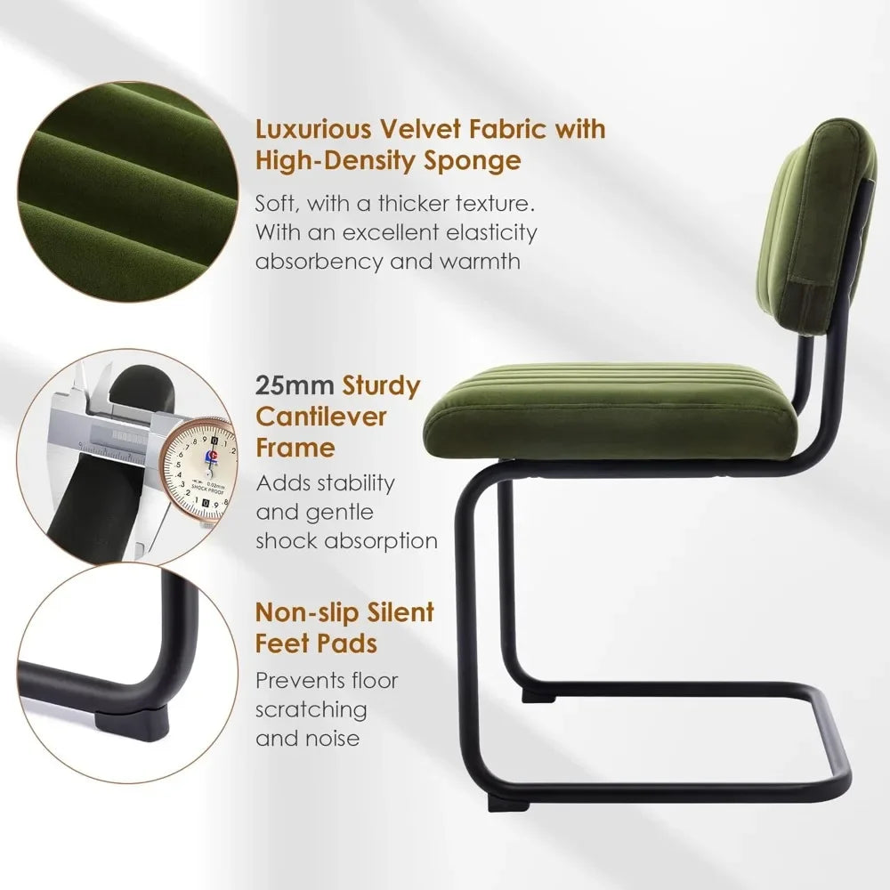 4 Mid Century Modern Green Velvet Tufted