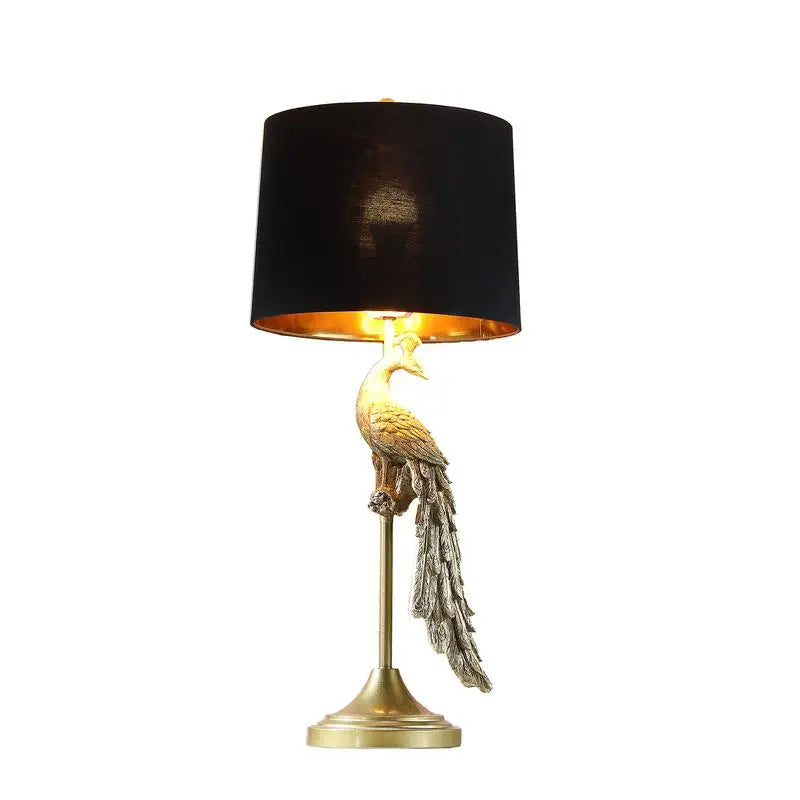 Modern 29" Elegant Golden Peacock Lamp