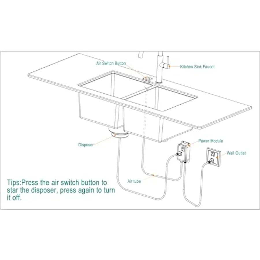 Disposal Air Switch Kit Brass Button