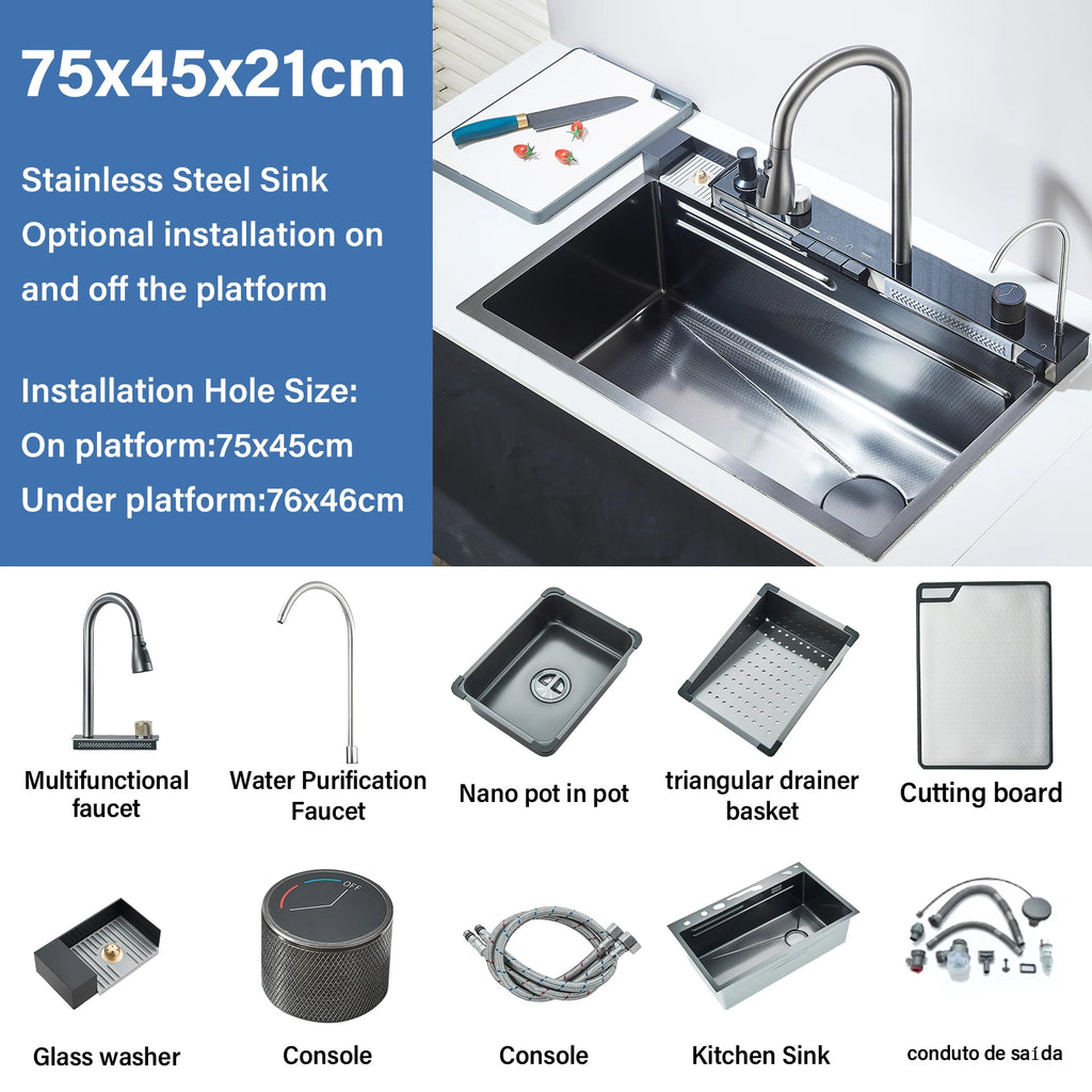 Stainless Waterfall Large Single Digital Display