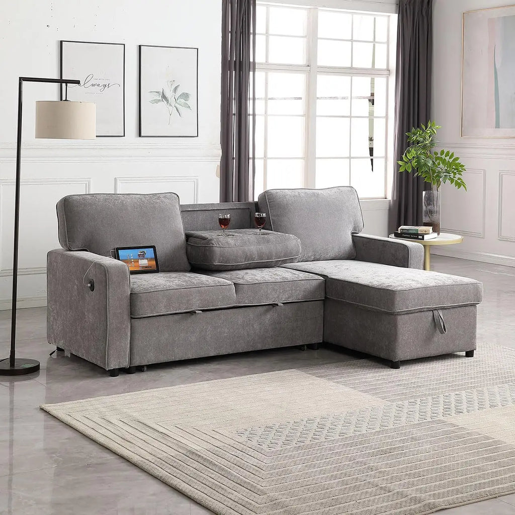 89" Sofa Bed Chenille Modern