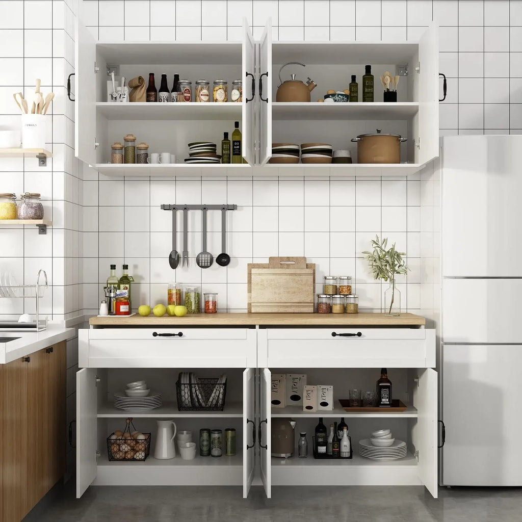 Wall-Mounted Pantry W/Countertop/Drawers/Doors/Wall Cabinets