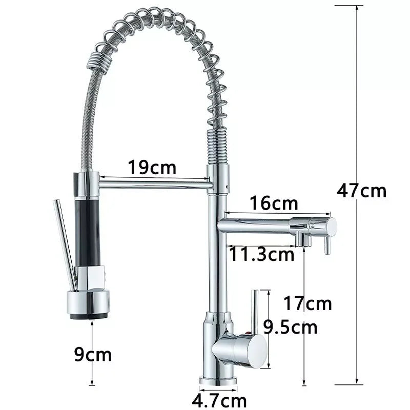 Chrome Brass Pull Down Hot and Cold Water