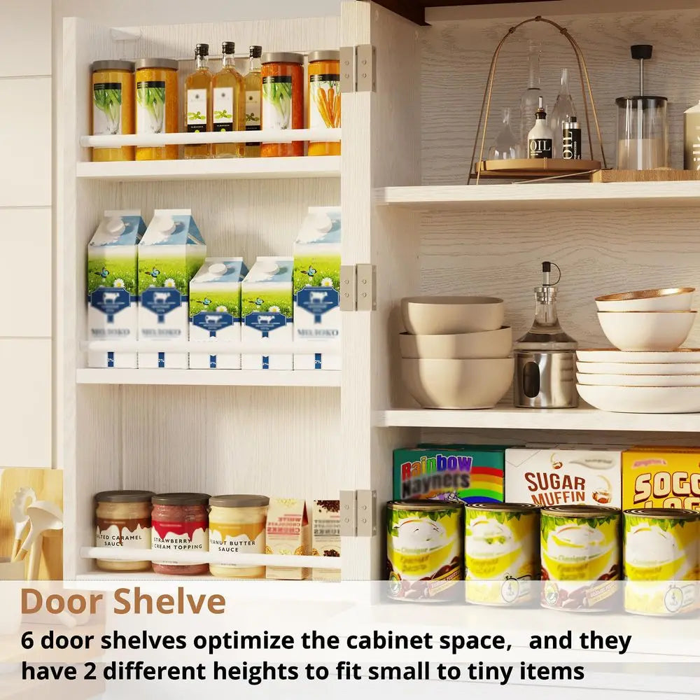 Farmhouse Pantry Cabinet 72" Tall Freestanding Cupboard