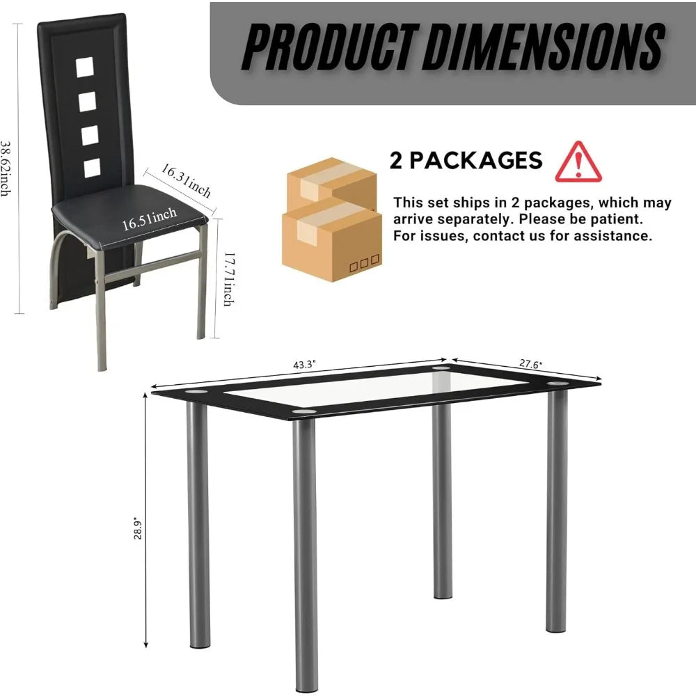 Modern 5-Piece Set w/glass Table