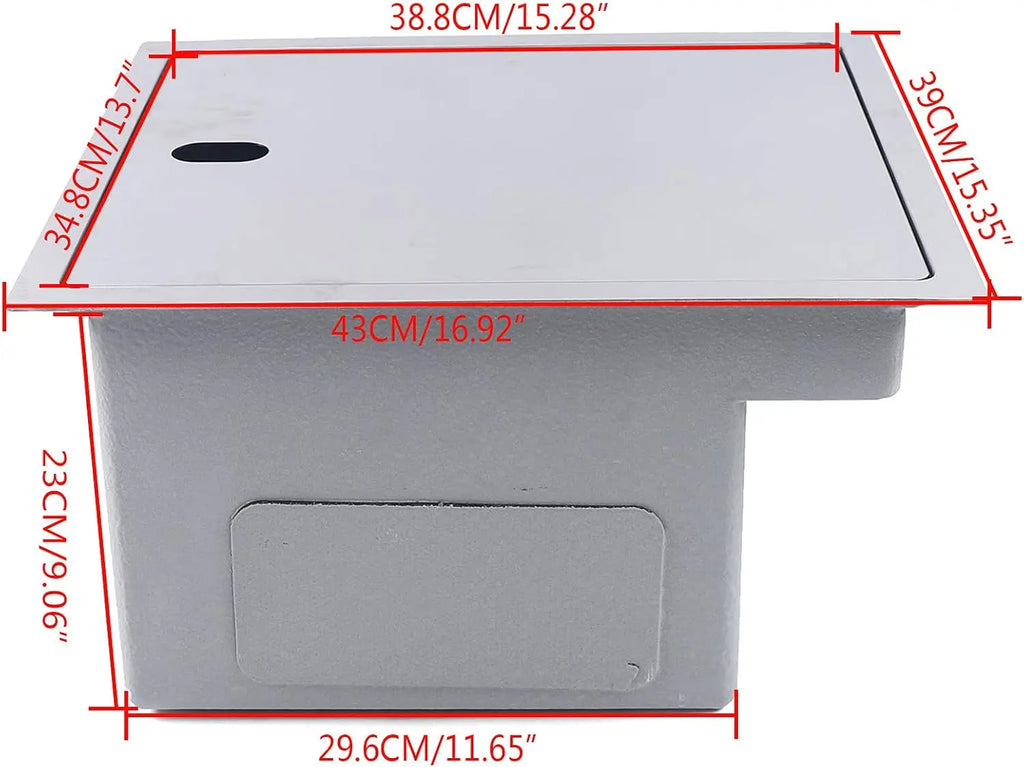 Drop In Hidden Kitchen/Bar Sink Stainless w/lid