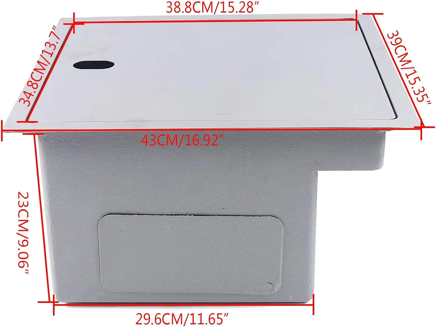 Drop In Hidden Kitchen/Bar Sink Stainless w/lid
