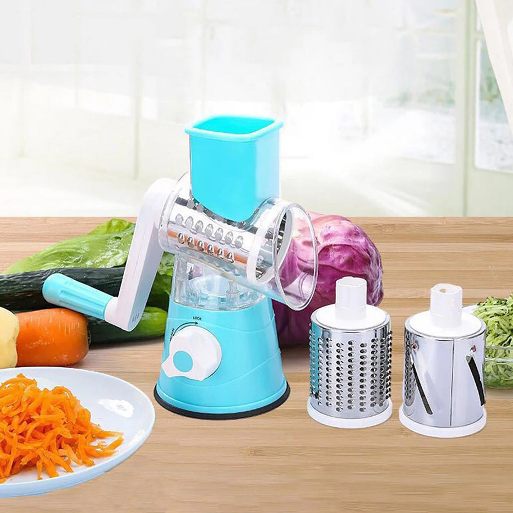 Vegetable Slicer Shredder, 3 Drum Manual Grater